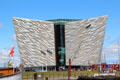 Titanic Belfast museum displays story of ship built on its site. Belfast, Northern Ireland.