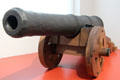 Iron cannon from grounding of Spanish Armada ship Duquesa Santa Ana at Loughros Mor Bay in County Donegal, Ireland on replica carriage at Ulster Museum. Belfast, Northern Ireland.