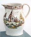 Creamware ale jug by Downshire Pottery of Belfast at Ulster Museum. Belfast, Northern Ireland.