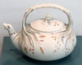 Porcelain grass pattern teapot by Belleek at Ulster Museum. Belfast, Northern Ireland.