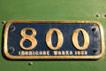 Maker's plate of Great Southern Railways steam locomotive 'Maedb' at Ulster Transport Museum. Belfast, Northern Ireland.