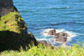 Rocks in sea below Dunluce Castle. Northern Ireland.