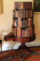 Round bookshelf with pullout drawer with lectern at Florence Court. Enniskillen, Northern Ireland.