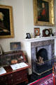 Desk & fireplace at Florence Court. Enniskillen, Northern Ireland.
