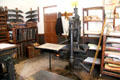 RJ Blair Printer office interior & presses at Ulster American Folk Park. Omagh, Northern Ireland.