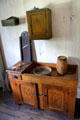 Dry sink in Western Pennsylvania Log House at Ulster American Folk Park. Omagh, Northern Ireland.