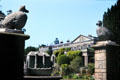 Pair of stone Dodos flank an ark at Mount Stewart House. Northern Ireland