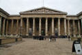 British Museum entrance courtyard on Great Russell Street. London, United Kingdom