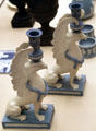 Pair of Wedgwood blue jasper neo-Egyptian sphinx candlesticks after design by William Chambers at British Museum. London, United Kingdom.