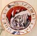 Russian porcelain plate with victorious workers by V. Belkin for SPF at British Museum. London, United Kingdom.