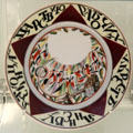 Russian porcelain plate with commune design by S. Chekhonin for SPF at British Museum. London, United Kingdom.