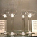 Stemmed glasses for State Dining Room of Federal Building at New York World's Fair by Walter Dorwin Teague & Edwin Fuerst & made by Libbey Glass Co of Toledo, Ohio at British Museum. London, United Kingdom