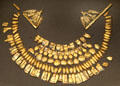Egyptian broad collar made of string of gold pendants found in tomb, Enkomi, Cyprus at British Museum. London, United Kingdom.