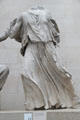 Girl in flying drapery on east pediment of Athens Parthenon by Pheidias at British Museum. London, United Kingdom.