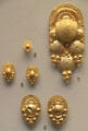 Etruscan gold earrings from Italy at British Museum. London, United Kingdom.