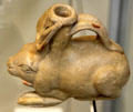 Roman terracotta vase in form of rabbit from France at British Museum. London, United Kingdom.