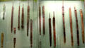 Collection of Celtic culture iron swords from Hallstatt, Austria at British Museum. London, United Kingdom.