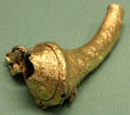 Celtic terminal from gold tubular torc from Snettisham, Norfolk at British Museum. London, United Kingdom.