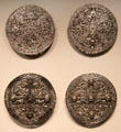 Anglo-Saxon silver brooches from Pentney, Norfolk, England at British Museum. London, United Kingdom.