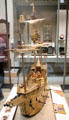 Clockwork automaton in form of medieval galleon which would travel across dining table then fire all its cannons by Hans Schlottheim of Augsburg, Germany at British Museum. London, United Kingdom.