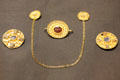 Gold jewelry found in Ashwell Hoard at British Museum. London, United Kingdom.