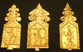 Gold votive plaques showing goddess Minerva in Ashwell Hoard at British Museum. London, United Kingdom.
