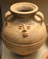 Roman era face-urn which contained cremated bones found Colchester, Essex at British Museum. London, United Kingdom