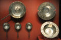 Late Roman silver bowls & spoons from Carthage Treasure at British Museum. London, United Kingdom.