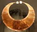 Copper Age / Early Bronze Age gold Irish lunula found in Wicklow, Ireland at British Museum. London, United Kingdom.