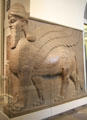 Assyrian human-headed winged lion guarding doorway of North-West Palace from Nimrud at British Museum. London, United Kingdom.