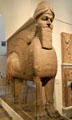 Assyrian human-headed winged lion guarding doorway of North-West Palace from Nimrud at British Museum. London, United Kingdom.