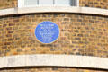 Historic plaque on Morris Gallery. London, United Kingdom.