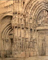Rouen Cathedral watercolor attrib. John Ruskin from era when Morris & friends toured France & discovered Gothic art at Morris Gallery. London, United Kingdom.