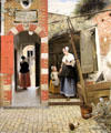 Courtyard of a House in Delft painting by Pieter de Hooch at National Gallery. London, United Kingdom.