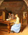 Young Woman playing a Harpsichord to a Young Man painting by Jan Steen at National Gallery. London, United Kingdom.