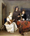 Woman playing a Lute to a Two Man painting by Gerard ter Borch at National Gallery. London, United Kingdom.