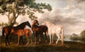 Mares & Foals in River Landscape painting by George Stubbs at Tate Britain. London, United Kingdom.