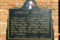 Plaque commemorating Antoine de la Mothe Cadillac homestead while governor of Mobile after founding Detroit. Mobile, AL.