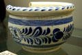 Blue pearlware bowl with Queen Victoria's initials at Fort Condé Museum. Mobile, AL.