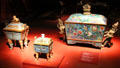 Qing Dynasty cloisonné enamel incense burners & ice chest with lid from China at Mobile Museum of Art. Mobile, AL.
