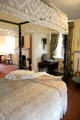 Four-poster bed with original knotted & tasseled canopy plus original bedspread at Conde-Charlotte Museum. Mobile, AL.