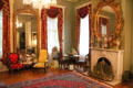 Front parlor with marble fireplace & mirrors at Historic Oakleigh Museum House. Mobile, AL.