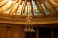 Stained-glass skylight & chandelier of House chamber of Arkansas State Capitol. Little Rock, AR.
