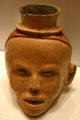 Human head vase with red paint found Fortune Mounds, AR, at Old State House Museum. Little Rock, AR.