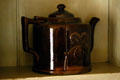 Four leaf clover pottery teapot at Historic Arkansas Museum. Little Rock, AR.