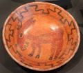 Maya earthenware shallow bowl with donkey from Yucatan, Mexico at Tucson Museum of Art. Tucson, AZ.