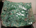 Polished malachite 500 pound nugget from AZ mine at Arizona History Museum. Tucson, AZ.