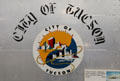 City of Tucson insignia art panel removed from F-86 aircraft at Pima Air Museum. Tucson, AZ.
