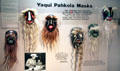 Yaqui native Pahkola masks from Sonoran coast Mexico at Arizona State Museum. Tucson, AZ.