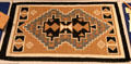Navajo handspun wool rug in two grey hills style at Arizona State Museum. Tucson, AZ.